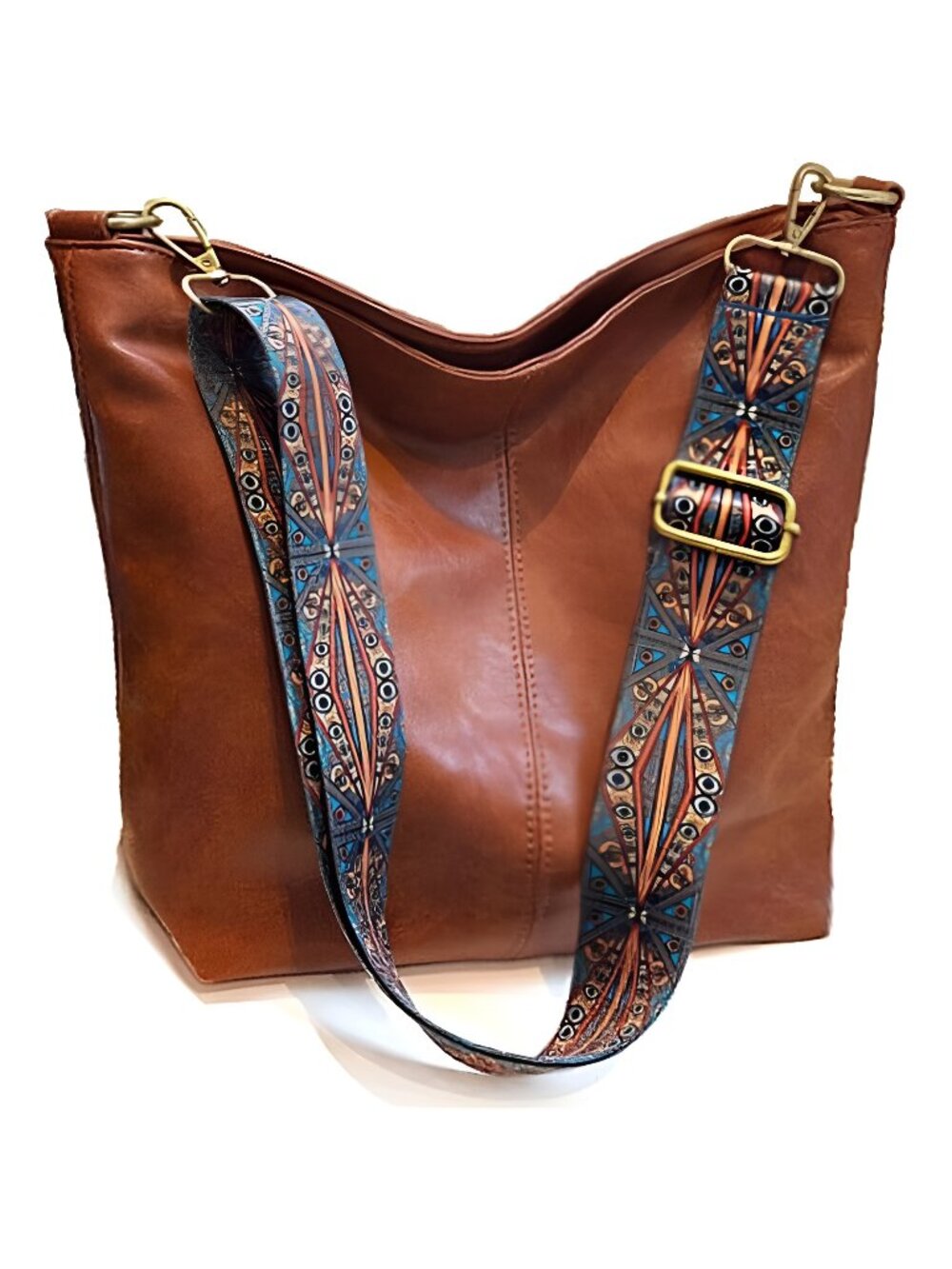 Hobo Bags Vegan Leather Crossbody Bag Guitar Strap Shoulder Purses with Zipper